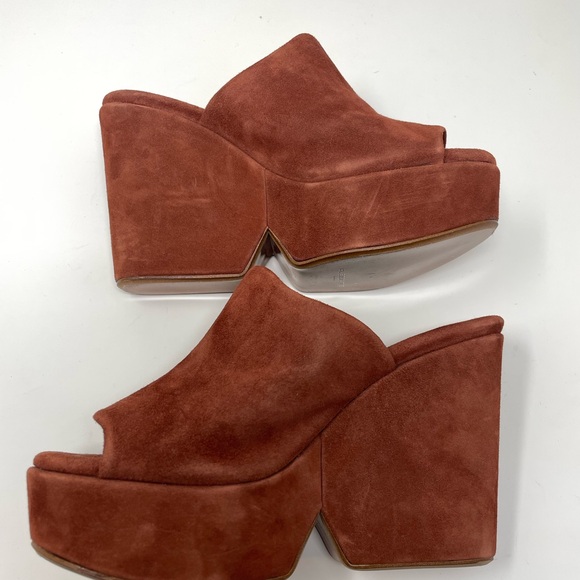 Clergerie Dolcy Platform Wedge Sandal Mule Suede Brown 36.5 - Picture 8 of 10